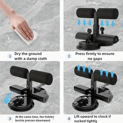 Ab Training Auxiliary Device, Portable Sit Up Exercise Equipment with 2 Strong Suction Cups and Adjustable Foot Holder, Sit Up Bar Foot Holder for Home & Gym, Sit-Ups & Core Exercises