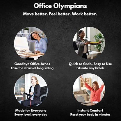 Office Workout Kit for Desk Workers – Resistance Bands, Loop Bands, Massage Ball, Wrist Strengthener & Exercise Guide – Quick 5-Minute Desk Exercises for Legs, Arms, Neck, Shoulders & Back