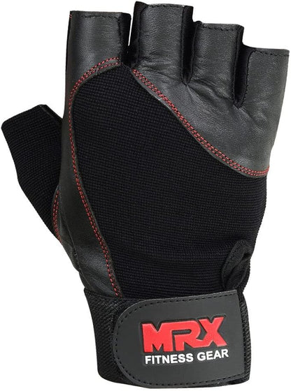 MRX Weight Lifting Gloves Gym Training Bodybuilding Fitness Powerlifting Workout Weightlifting Gloves Genuine Leather for Men & Women