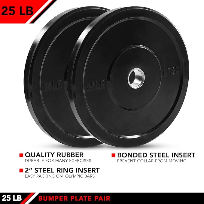 JFIT Olympic 2 Inch Grip Plates and Bumper Plates for Barbell - Single Weights or Sets of 2 (Muliple Weights)