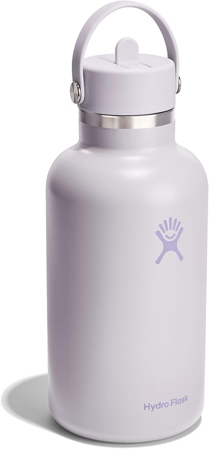 Hydro Flask Water Bottle - Insulated Stainless Steel - Wide Straw Lid, Non Spill, Leakproof in 64 Oz Cloud Pink