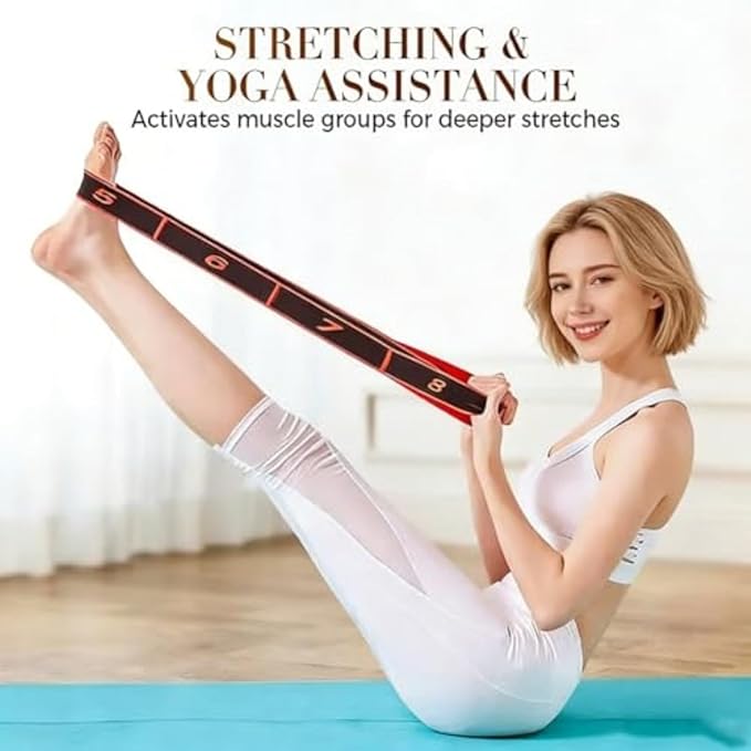 Fitness Resistance Band for Stretching and Yoga, Multifunction Elastic Exercise Bands, 8 Loops Elastic Exercise Bands Fitness Equipment for Full Body Stretching Shaping and Training