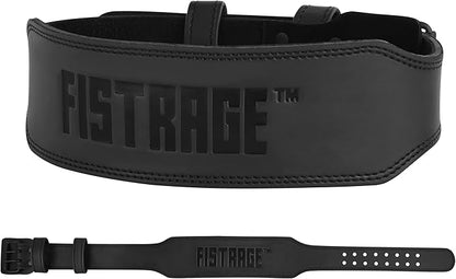 FISTRAGE Power Weight Lifting Leather Belt Gym Back Support Strap Training Fitness Exercise for Tough Workouts | Power Lifters | Supports Lumber Lower Back With Free Wrist Strap