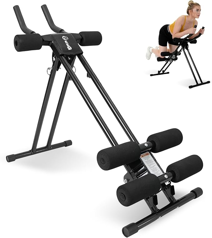 Ab Machine Abdominal Trainer Machine : Adjustable Ab Cruncher Foldable Core Strength Training Equipment Stomach Workout for Home Gym