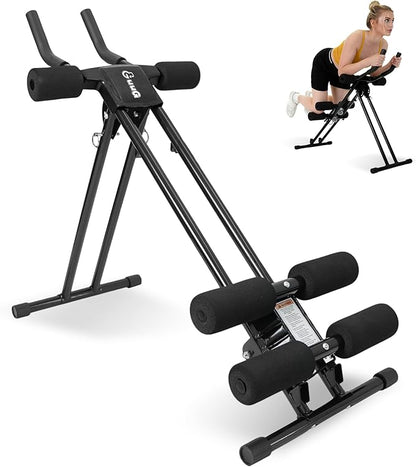Ab Machine Abdominal Trainer Machine : Adjustable Ab Cruncher Foldable Core Strength Training Equipment Stomach Workout for Home Gym