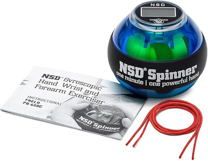 NSD Essential Crystal Spinner Gyro Ball | Grip Strengthener for Forearms, Wrist & Hands | String Start Design, Up to 18,000 RPM | Portable Wrist Trainer & Workout Equipment | Ideal for Desk Workers, Athletes & Musicians