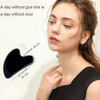 Ditind Gua Sha Facial Tools, Black Obsidian Gua Sha Massage Tool, Natural Jade Guasha Tool for Face and Body Skin Massage. Gua Sha Set for SPA Acupuncture Therapy, Trigger Point Treatment.