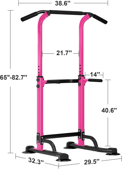 SogesHome Power Tower Pull Up Bar and Dip Station, Height Adjustable Dip Stand Exercise Machine for Home Gym, Multi-Functional Free Standing Strength Training Fitness Workout Station