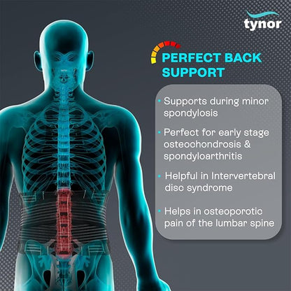 TYNOR Back Brace for Lower Back Pain with Lumbar Pad for Men & Women, Breathable Lumbar Support Brace with Adjustable Straps for Herniated Disc, Scoliosis & Lifting (Small, Premium Black)