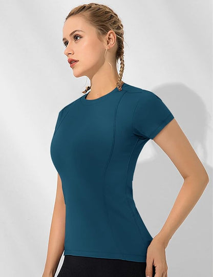 Loovoo Women Workout Shirts 1/2/3 Pack Athletic Compression Tee Dry Fit Yoga Gym Basic Tops