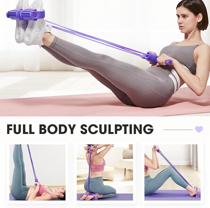 Multifunctional 6 Tube Elastic Yoga Resistance Bands for Waist Arm Leg Stretching, Affordable Training Aid, Latest Upgrade Sit Up Exercise Equipment for Women Men (Purple)