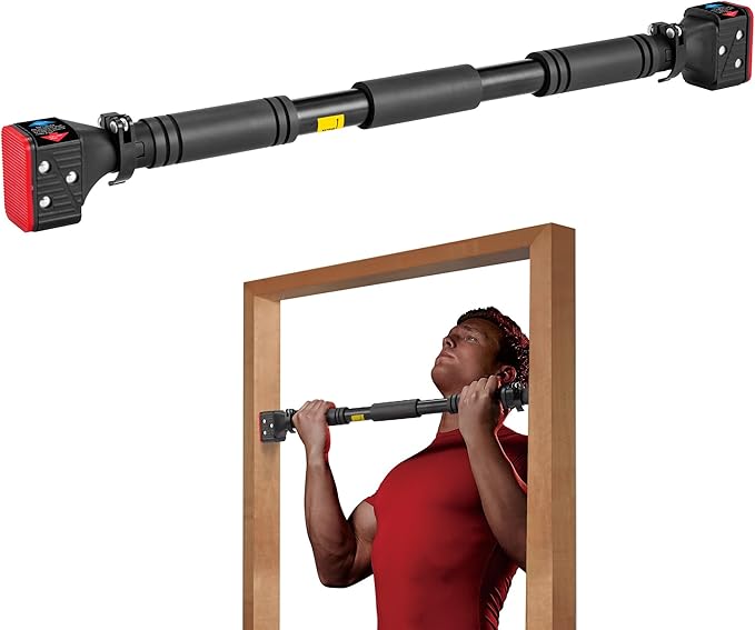 leikefitness Pull-Up Bar For Door Frame Chin Up Bar Upper Body Workout Adjustable Portable Training Pull-Up Bars Bars without Screw - Adjustable Width Locking Mechanism
