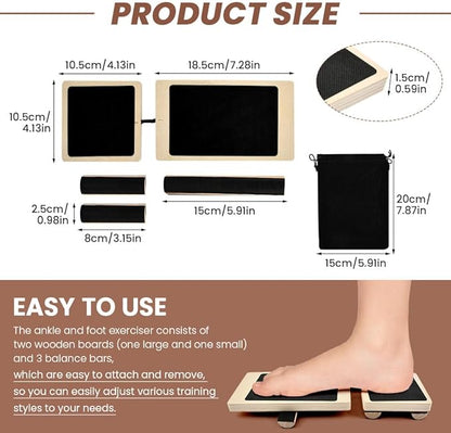 Ankle Balance Board for Standing Desk - 360° Anti-Fatigue Wobble Board with Adjustable Wooden Bars, Non-Slip Balance Trainer for Ankle Strength, Core Stability & Home/Gym Exercise