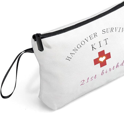 21st Happy Birthday Unique Funny Gifts for Her 21 Year Old Women Sisters Friend Bestie Daughter Cosmetic Bag with Mirror Christmas