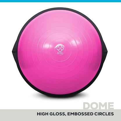 Bosu Balance Ball Exercise Trainer, Home Gym Equipment w/ Guided Workouts & Pump, 26", Blue - Inflatable Fitness Platform for Strength Training, Standing, Balancing, and Core Workout