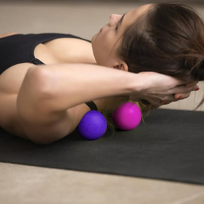 2-Pack Firm Lacrosse Massage Balls- for Deep Tissue, Trigger Point & Myofascial Release Therapy, Relieve Muscle Knots (Rose red&Purple)