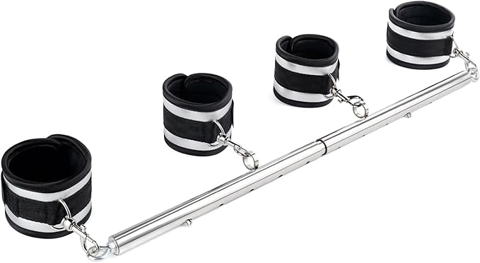 Spreader Bar Heavy Duty Stainless Steel Expandable Home Gym with 4pcs Furry Purple Adjustable Strap,Sports Aid Training Fitness Gear Pilates Aid Kit,Yoga Set