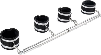 Spreader Bar Heavy Duty Stainless Steel Expandable Home Gym with 4pcs Furry Purple Adjustable Strap,Sports Aid Training Fitness Gear Pilates Aid Kit,Yoga Set
