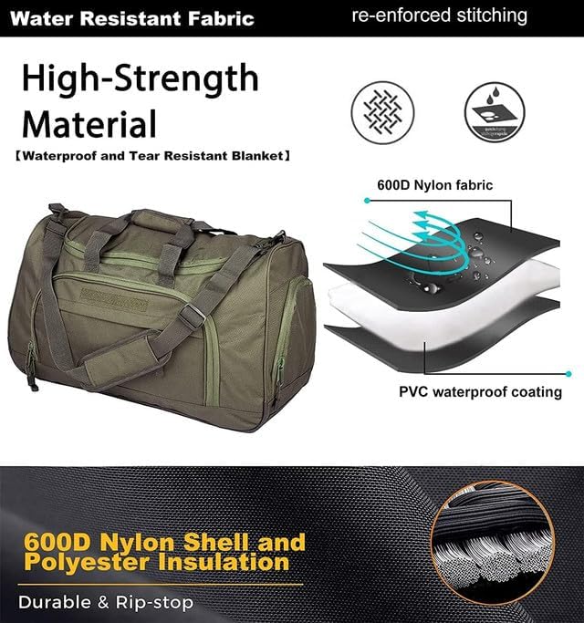 Gym Bag for Women & Men Tactical Duffle Military Weekender Travel Work Out Bags Lightweight Waterproof Sports Tote Shoe Pocket