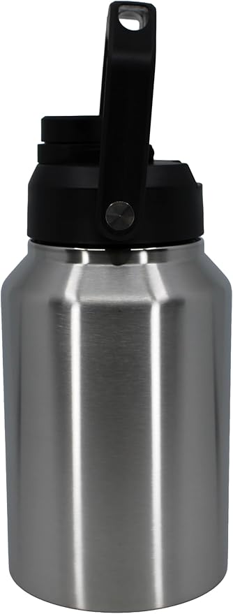 64 Ounce Half Gallon Insulated Water Bottle, Large Capacity Vacuum Flask with Handgrip (Stainless)