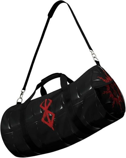Anime Gym Bag for Women Men - Large Capacity Waterproof Workout Fitness Travel Sports Bags Fashion Street Camping ExpandaCLe Carry On Duffle Bag For Couple (Black Berserk) PTY