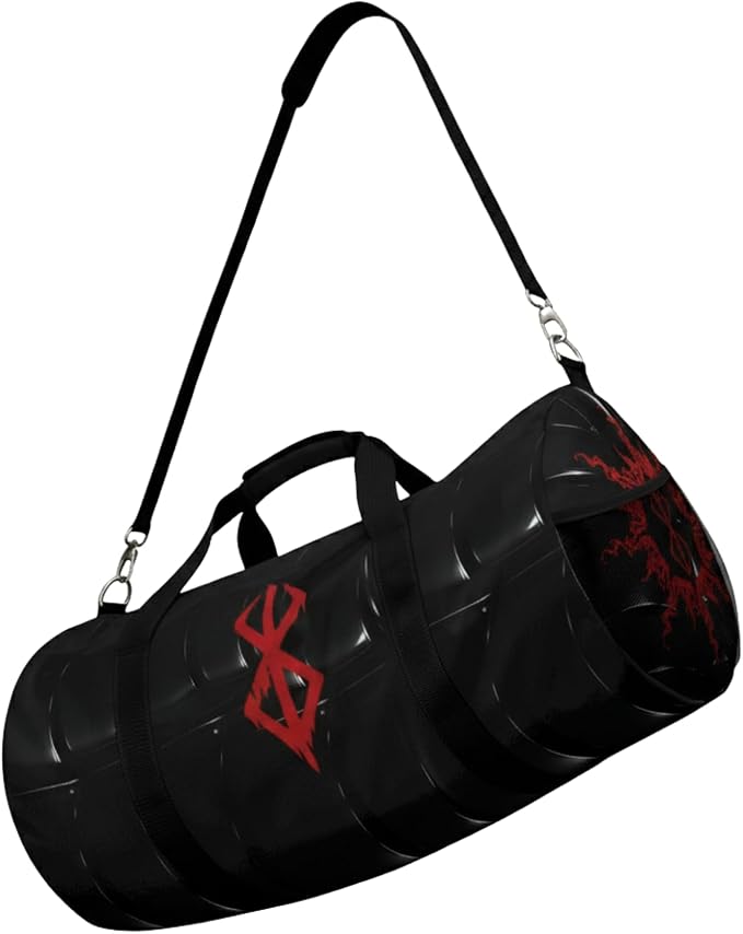 Anime Gym Bag for Women Men - Large Capacity Waterproof Workout Fitness Travel Sports Bags Fashion Street Camping ExpandaCLe Carry On Duffle Bag For Couple (Black Berserk) PTY