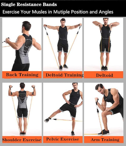 Single Resistance Bands, Workout Bands with Handles and The Exercise Bands with Door Anchor, Suitable for Resistance Training, Physical Therapy, Home Workouts, Boxing Training