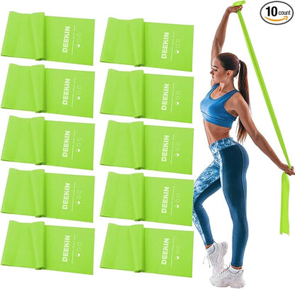 DEEKIN 10 Pcs Resistance Bands Professional Exercise Elastic Bands Latex-Free Yoga Starter Set for Pilates, Physical Therapy, Strength Training, Yoga, Working Out for Women Home Gym