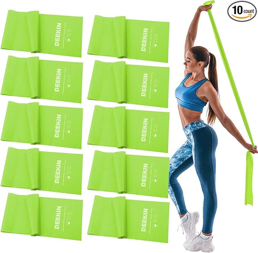 DEEKIN 10 Pcs Resistance Bands Professional Exercise Elastic Bands Latex-Free Yoga Starter Set for Pilates, Physical Therapy, Strength Training, Yoga, Working Out for Women Home Gym
