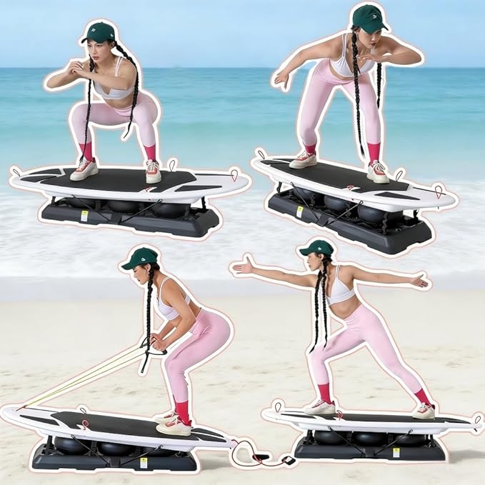 Indoor Surf Trainer Machine with Balance Board, Home Gym Fitness Equipment for Core Strength, Agility and Coordination Training, Suitable for Surfing Skiing Practice