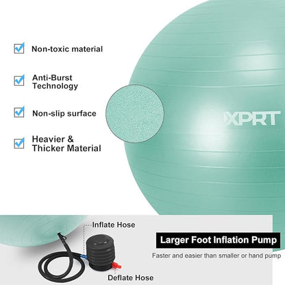 XPRT Fitness Exercise Ball (55/65/75cm) - Yoga Ball for Home Gym Workout, Physical Therapy, Balance, Stability Training - Office Ball Chair with Quick Pump (5 Colors)