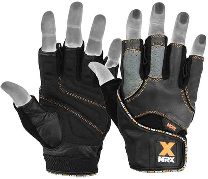 MRX Weight Lifting Pro Level Gloves with 18 Inches Long Wrist Strap Gym Workout Exercise & Fitness in