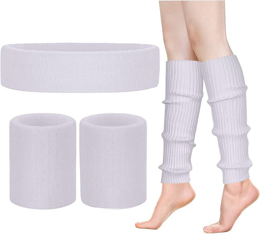 Leg Warmers for Women 80s Headband Wristbands Neon Leg Warmers Set for Sport Yoga - 80s Workout Clothes 90s Outfit for Women
