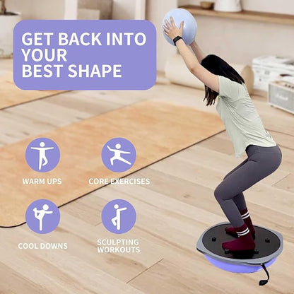 workout equipment for home，boso balancing ball，half ball balance trainer，core training equipment，31.5 inch Yoga Exercise Ball for Home Gym Core Training Anti-Skid Surface (Purple Heart-31.5'')