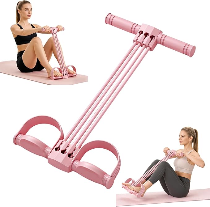 Pedal Resistance Band with Handles, 6-Tube Elastic Yoga Pedal Puller Resistance Bands, Natural Rubber Foot Pedal Resistance Bands, for Abdomen/Waist/Arm/Leg Stretching Slimming Training