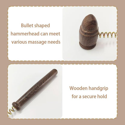 Wooden Spring Massage Hammer,Long Size Manual Lymphatic Drainage Massage Hammer,Wood Therapy Body Massager,Brown,15.5 Inches,1 Piece