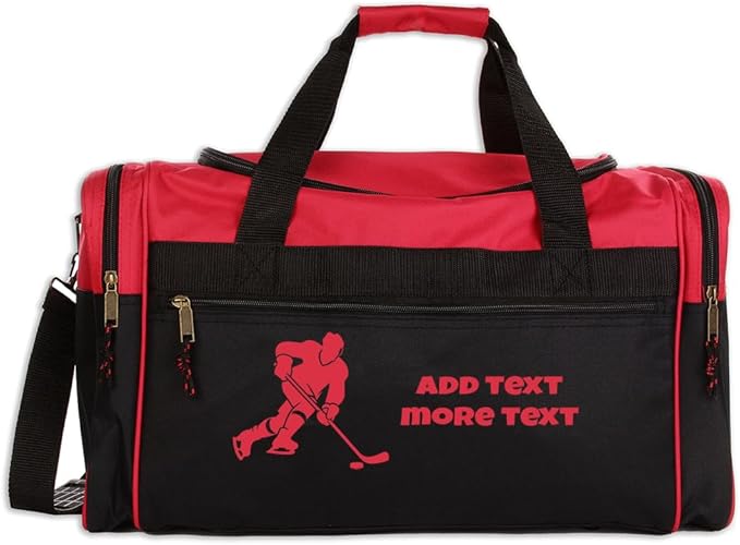 Personalized Sport Deluxe Duffel Bag With Custom Name & Text - Hockey