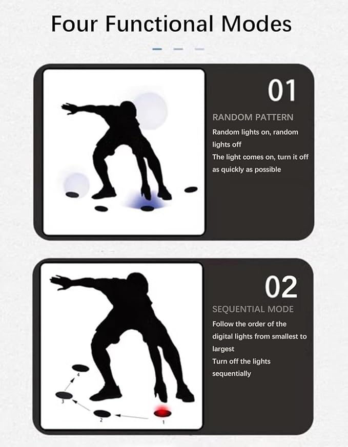 Reaction Training Light, Agility Training Lights Kit for Speed, Agility and Reaction Time Training, Hand-Eye Coordination Trainer with 4 Modes for Sports Fitness 4 Lights