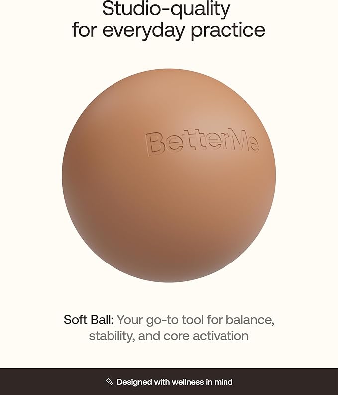 BetterMe Soft Pilates Ball – 8 Inch Mini Exercise Ball for Pilates, Yoga & Core Training – Small Stability Ball for Women – Portable Workout Tool