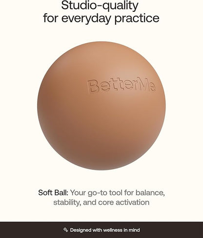 BetterMe Soft Pilates Ball – 8 Inch Mini Exercise Ball for Pilates, Yoga & Core Training – Small Stability Ball for Women – Portable Workout Tool