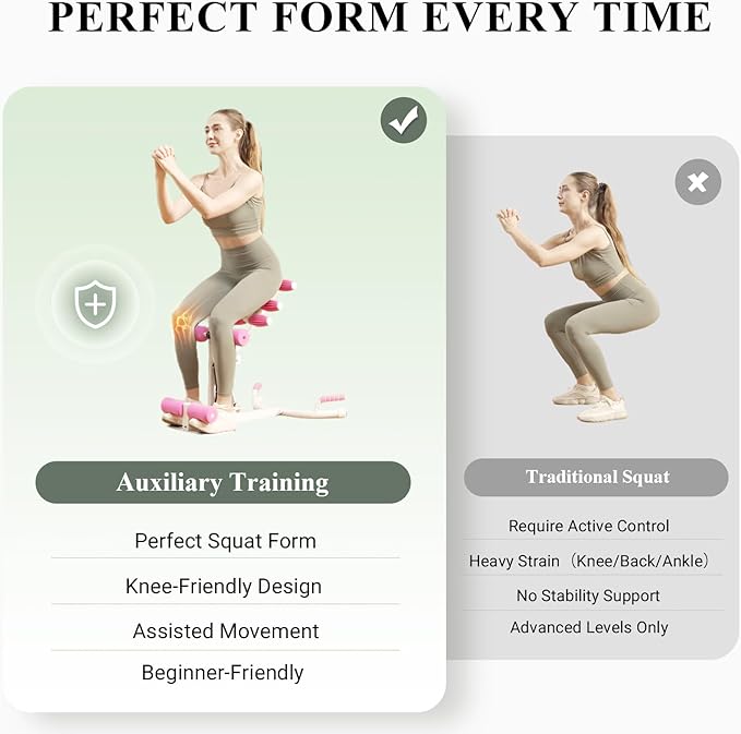 PAETA Squat Machine, Deep Squat Machine for Women, Glutes Workout Equipment with Adjustable Resistance Bands, Leg, Core & Ab Exercise Machine, Squat Assist Trainer for Home Gym
