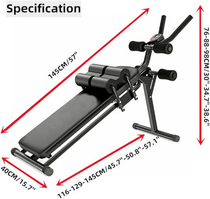 ComMax Adjustable Abs Workout Equipment Folding Sit Up Bench for Men and Women Foldable Incline Slant Exercise Bench for Home Gym with Full Body Strength Training Fitness Machine