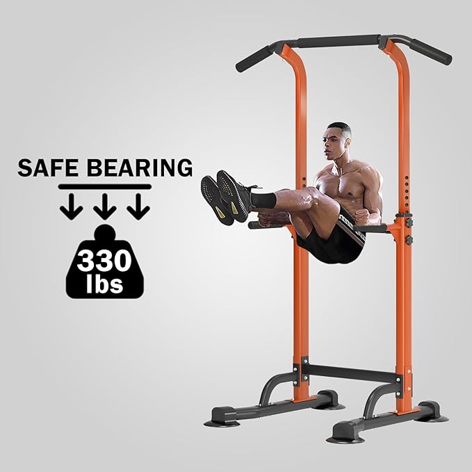 SogesPower Power Tower Dip Station Pull Up Bar for Home Gym Adjustable Height Strength Training Workout Equipment,Pull Up Bar Station