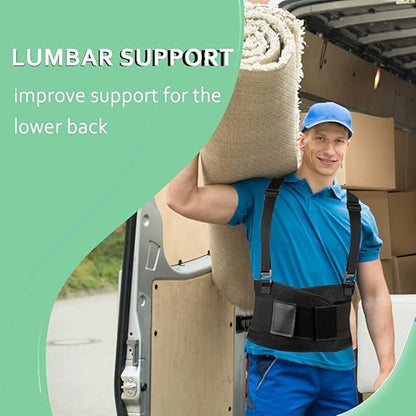 Work Back Brace - Back Support Belt for Lower Back Pain Relief, Heavy Lifting, Herniated Discs - Industrial Back Brace for Work With Shoulder Straps Fits Men and Women 5XL(53"-65")
