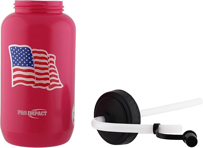 Pro Impact Squeezable Water Bottle Bendable Long Straw - LDPE BPA Free Plastic - Hydration for Baseball Hockey Gym MMA Yoga Boxing Cycling Softball Football Lacrosse (35.5 Oz.)