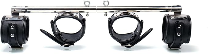 Heavy Duty Stainless Steel Expandable Spreader Bar with 4pcs PU Black--Pink Skull Pattern Detachable Adjustable Straps,Workout Bar for Home Indoor Gym Training Kit