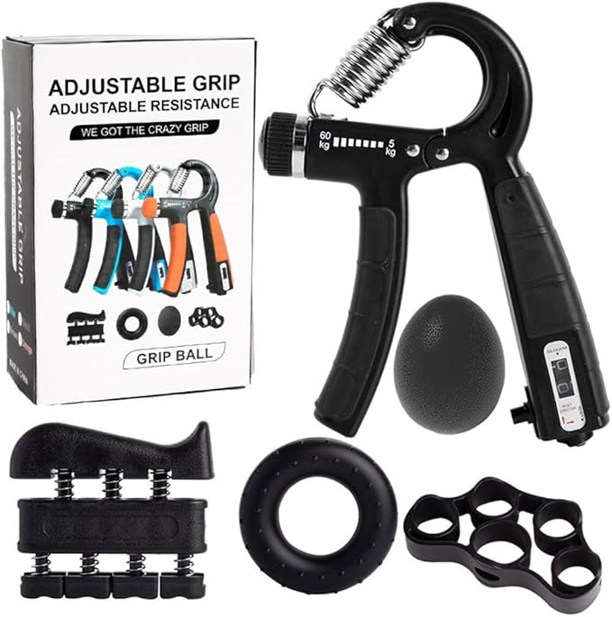 2 Pack Hand Grip Strength Trainer for Muscle Building with Counter, Adjustable Resistance 10-130 lbs, Wrist Forearm Strengthener Finger Strengthener