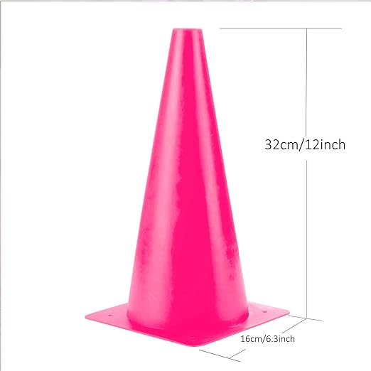 [10 Pack] Traffic Training Sports Cones, 12 Inch Orange Safety Cones, Soccer Basketball Cones for Drills, Plastic Marker Cones for Indoor/Outdoor Activity & Festive Events (Set of 10/24 Pack) (Pink)