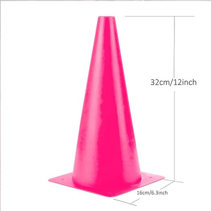 [10 Pack] Traffic Training Sports Cones, 12 Inch Orange Safety Cones, Soccer Basketball Cones for Drills, Plastic Marker Cones for Indoor/Outdoor Activity & Festive Events (Set of 10/24 Pack) (Pink)