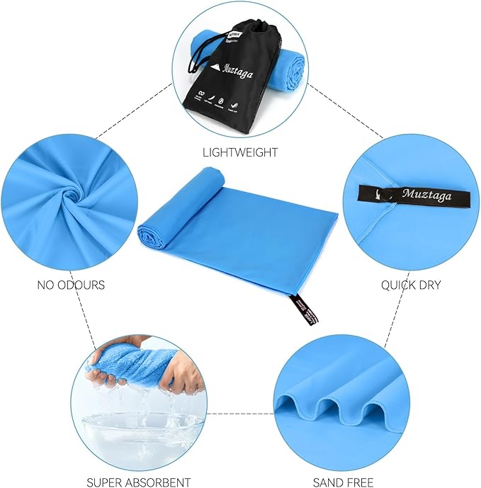 Microfiber Towel Large for Beach, Travel, Swimming, Bath, Pool–Quick Dry, Ultra Compact, Sand Free, Lightweight & Super Absorbent(Marine Blue,63x35 in)